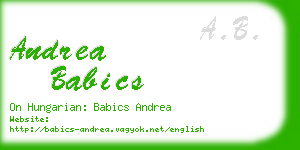 andrea babics business card